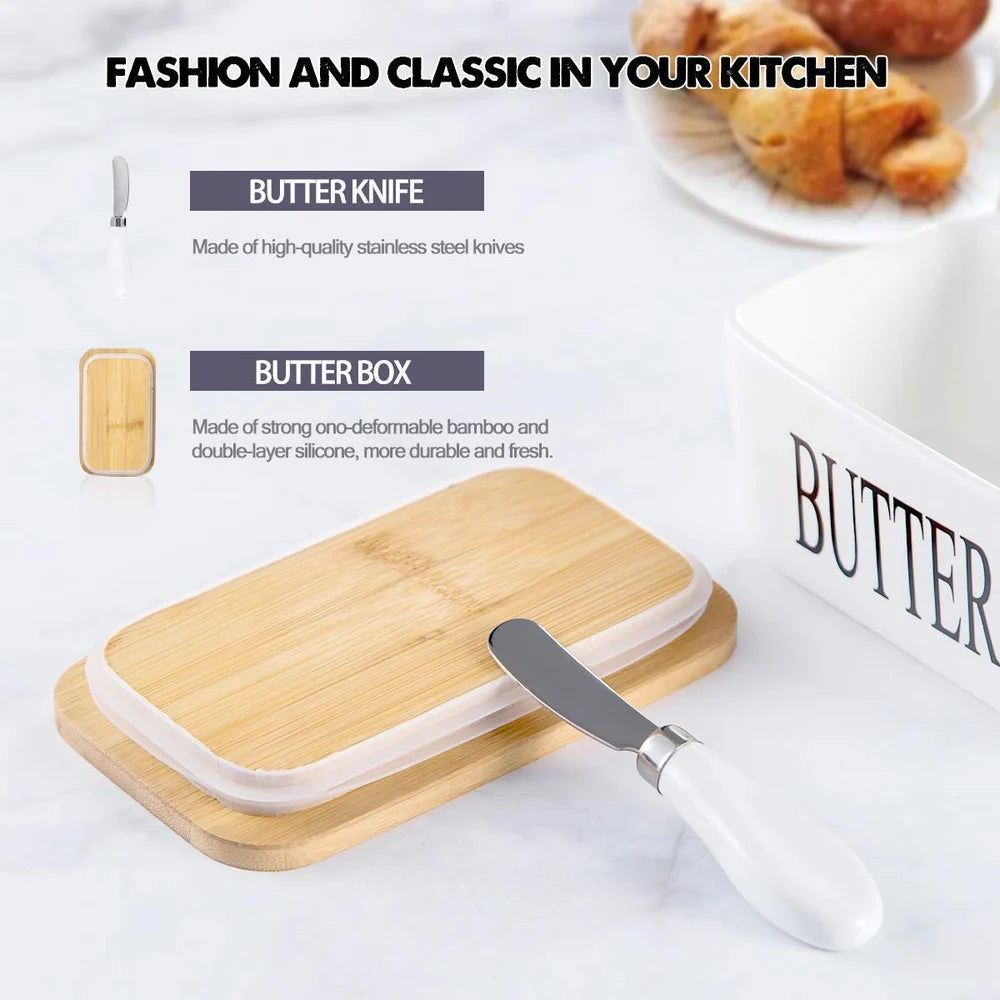 Butter Dish Ceramic With Knife