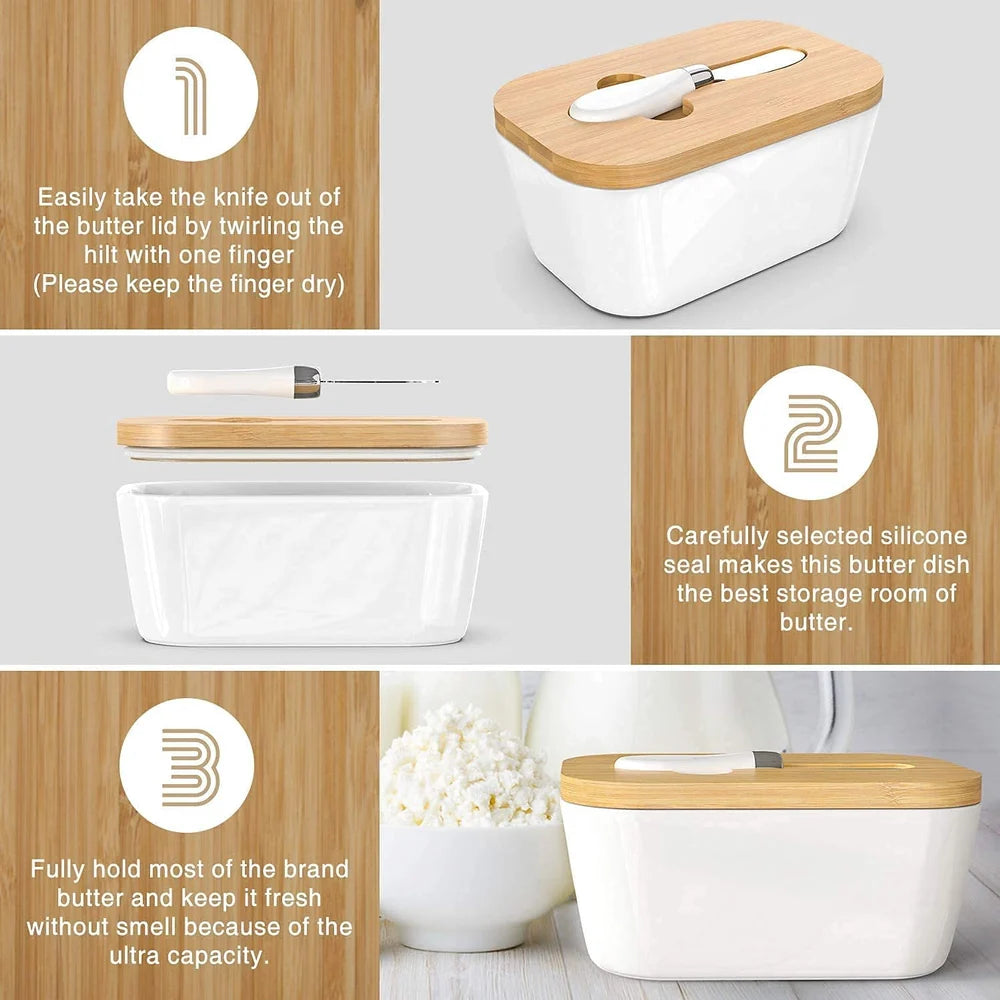 Butter Dish Ceramic With Knife