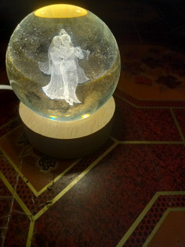 3D Decor Crystal Ball LED Night Light - Radha Krishna
