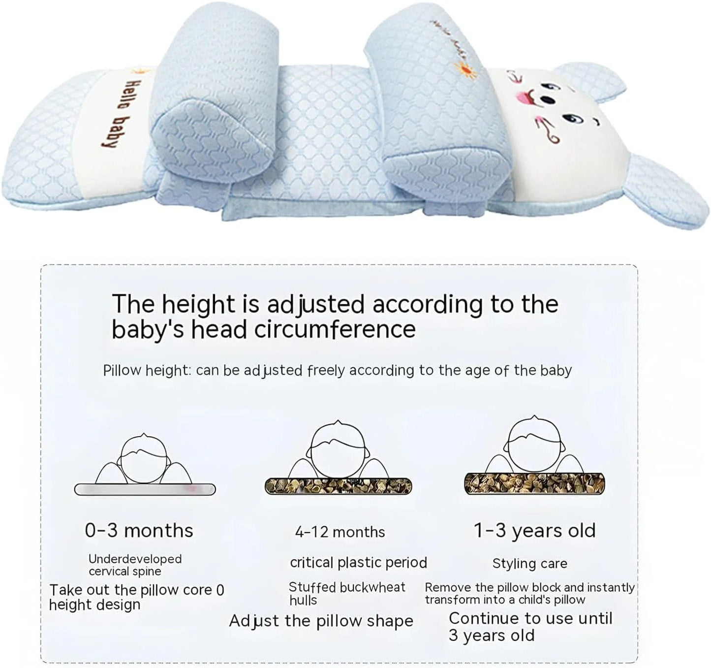 Baby Shaping Head Support Pillow - Assorted ColouR