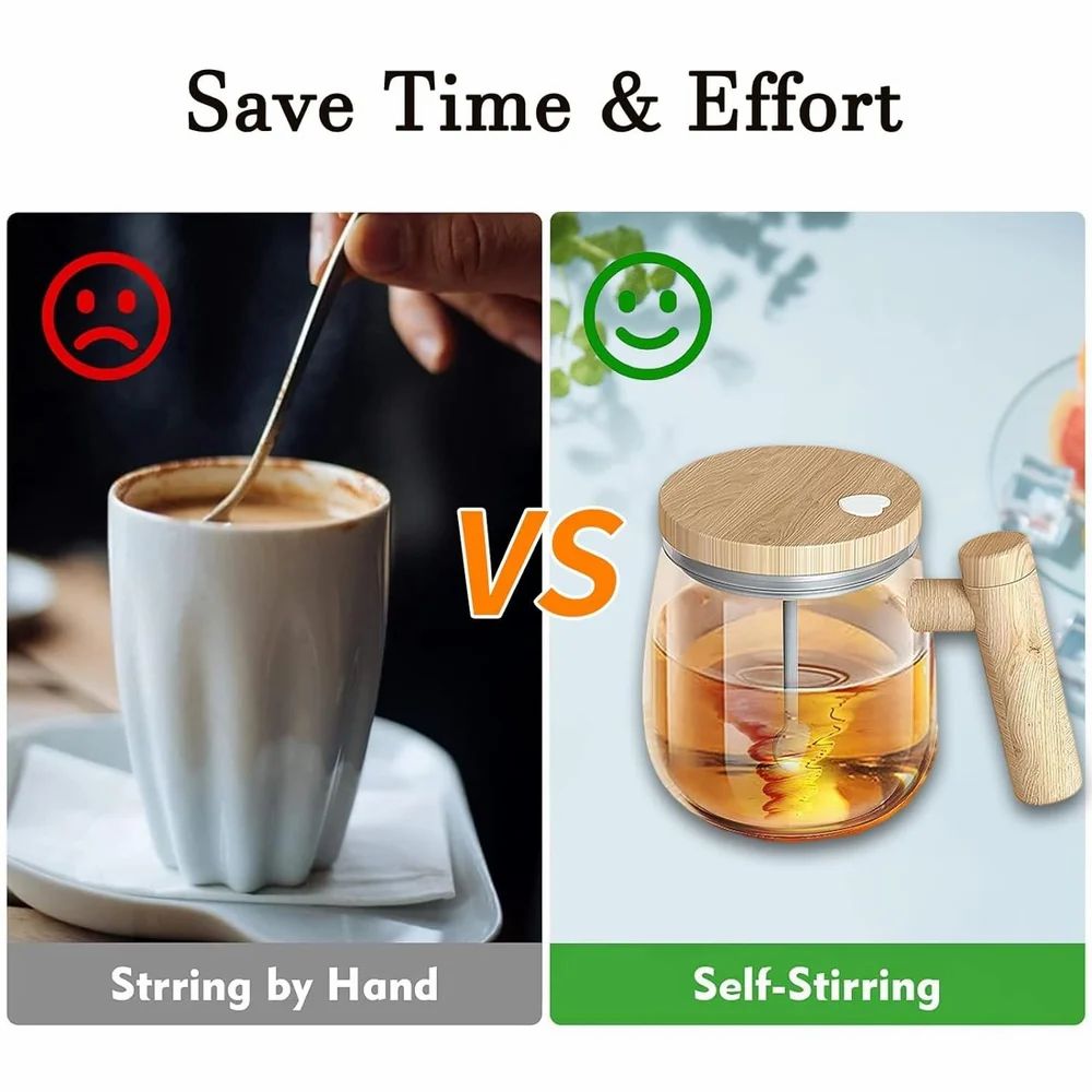 Electric High Speed Mixing Cup,400ML Self Stirring Coffee Mug,Glass Automatic Stirring Cup