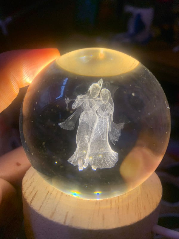3D Decor Crystal Ball LED Night Light - Radha Krishna