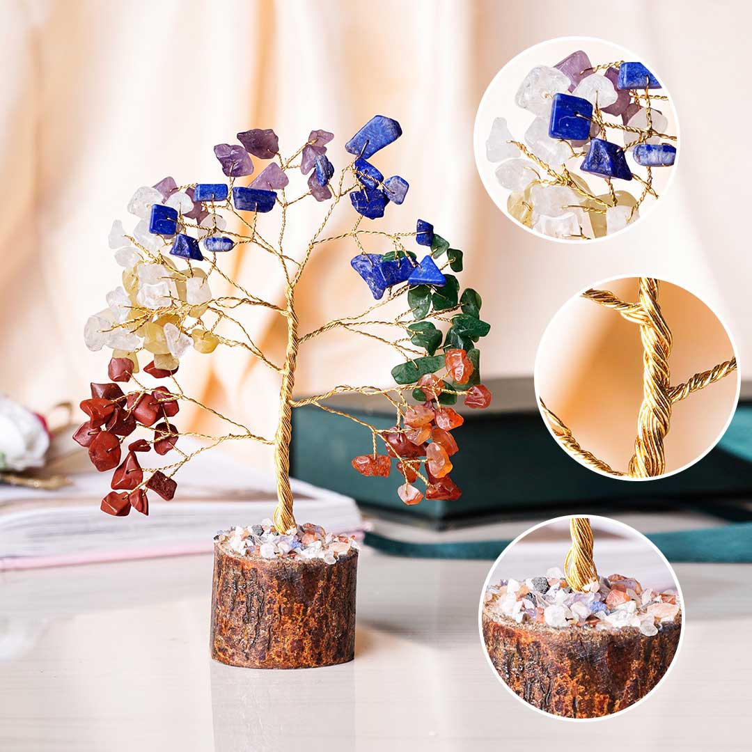 Black Seven Chakra Decorative Crystal 100beads Tree, For Vastu