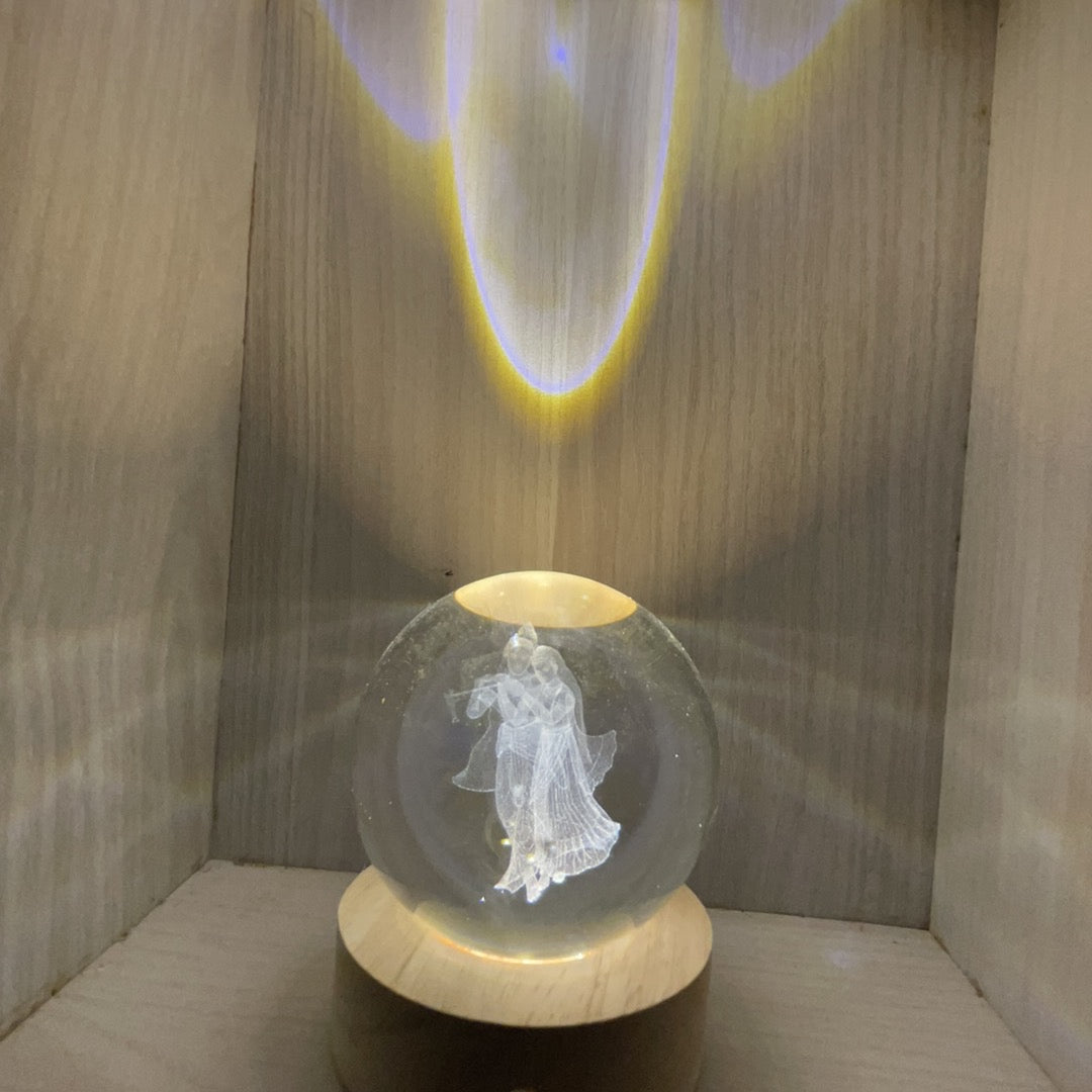 3D Decor Crystal Ball LED Night Light - Radha Krishna