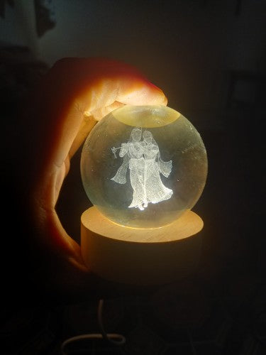 3D Decor Crystal Ball LED Night Light - Radha Krishna